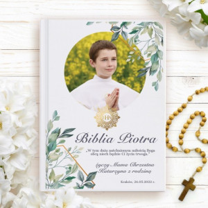 Biblia dla dzieci ze zdjęciem na komunię dla chłopca - Dzień natchniony