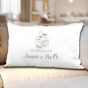 Poduszka dekoracyjna z nadrukiem dla pary - Pobieramy się