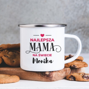 Kubek emaliowany z nadrukiem dla mamy - Najlepsza