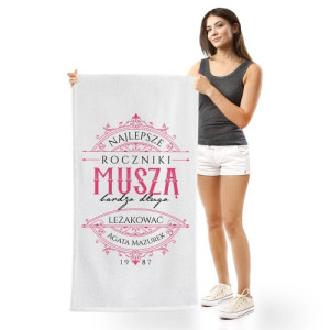 Ręcznik plażowy (70 x 140) z nadrukiem na urodziny - Najlepszy rocznik