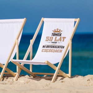 Leżak plażowy z nadrukiem na 50 urodziny dla niego - Jak nowy