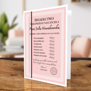 Kartka dla nauczyciela na zakończenie roku - Najlepszy nauczyciel