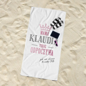 Ręcznik plażowy (70 x 140) z nadrukiem dla mamy - Mama odpoczywa