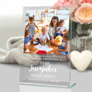 Statuetka z nadrukiem zdjęcia dla nauczycielki - Najwspanialsza opiekunka