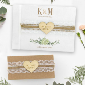 Album na zdjęcia ręcznie robiony i kartka na ślub - Szlachetne uczucie