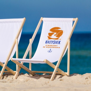 Leżak plażowy z nadrukiem dla wędkarza - Zarzucam wędkę