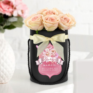 Flower box ze sztucznymi kwiatami dla świadkowej - Dziękuję