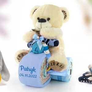 Trójkołowiec z pampersów 2 z haftem imienia dla dziecka - Podróż życia
