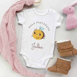 Body niemowlęce (r. 86) z nadrukiem imienia - Mała pszczółka