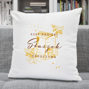 Poduszka z nadrukiem dla pszczelarza - Pracuś