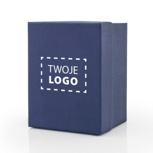 Pudełko ozdobne granatowe z logo firmy (17 x 13 x 11 cm) - Finezja