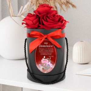 Flower box ze sztucznymi różami dla nauczycielki - Nieustająca motywacja