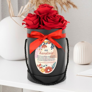 Flower box ze sztucznymi różami dla nauczycielki - Od przedszkolaków
