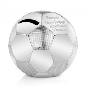 Posrebrzana skarbonka piłka z grawerem na chrzest - Nowa nadzieja