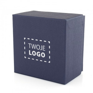 Pudełko ozdobne granatowe z logo firmy (11 x 11 x 6,5 cm) - Elegancja
