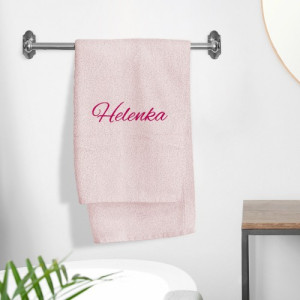 Ręcznik kąpielowy (70x140cm) z haftem imienia - Różowy obłok