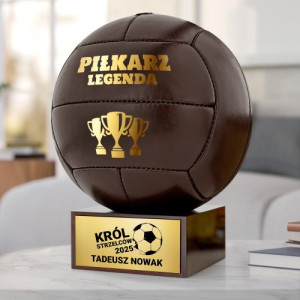 Piłka nożna na postumencie z grawerem dla piłkarza - Król strzelców