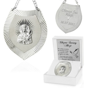 Ryngraf na chrzest srebrny pr. 925 z grawerem - Szczęście