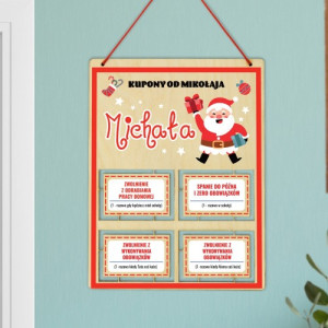 Zawieszka bon podarunkowy na mikołajki - Kupony od Mikołaja