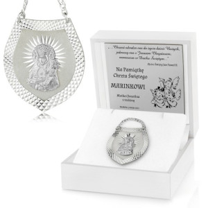 Srebrny ryngraf z Matką Boską i grawerem na chrzest - Toń wody