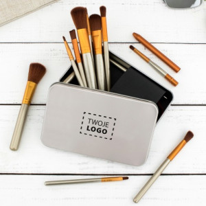Zestaw pędzli do makijażu w pudełku z nadrukiem logo - Make-up
