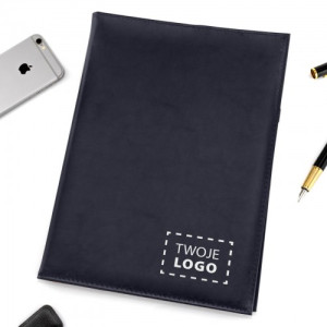 Etui na dokumenty czarne skórzane z nadrukiem logo - Kartoteka