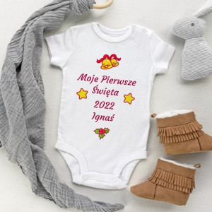 Body niemowlęce r. 56 z nadrukiem na święta - Pierwsze Święta