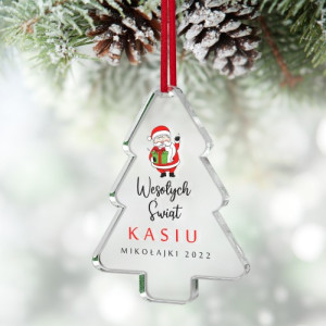 Zawieszka na choinkę z nadrukiem na mikołajki klasowe - Moc prezentów