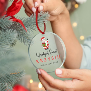 Zawieszka na choinkę z nadrukiem na mikołajki - Grzeczne dziecko