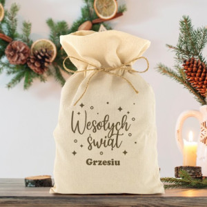 Worek na prezenty świąteczne (25,5 x 39,5 cm) z imieniem - Gwiazdka z nieba