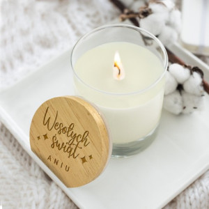 Świeca sojowa zapachowa z grawerem na święta - Płomień