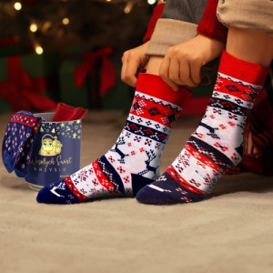 Skarpety świąteczne męskie (2 pary) w puszce z nadrukiem - Zmarzluch