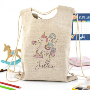 Plecak dla przedszkolaka z nadrukiem imienia - Jednorożec