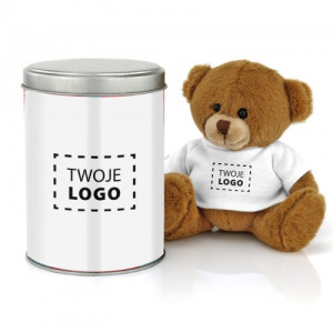 Miś personalizowany w koszulce z logo - Uszatek