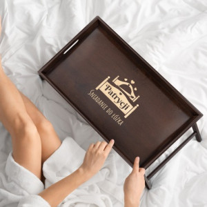 Stolik śniadaniowy do łóżka z grawerem dla ukochanej - Śniadanie do łóżka