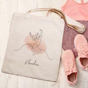 Torba bawełniana z nadrukiem na strój sportowy dla nastolatki - Fitnesska