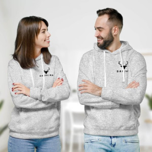Bluzy dla par z kapturem i nadrukiem na święta - Zaprzęg Mikołaja