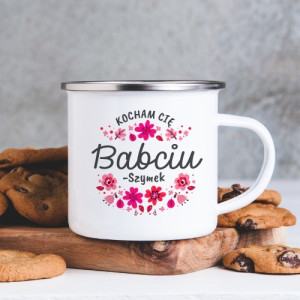 Kubek emaliowany z nadrukiem dla babci - Ukochana babcia