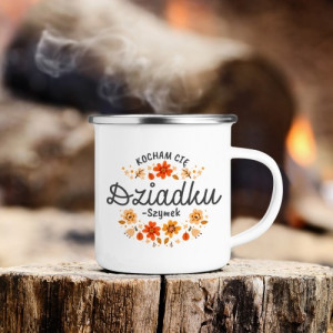 Kubek emaliowany z nadrukiem dla dziadka - Ukochany dziadzio