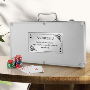 Zestaw do pokera z grawerem dla niego - Działaj jak pokerzysta