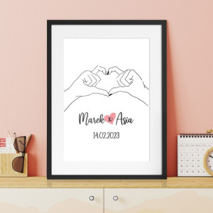 Plakat w ramce (30x40 cm) z personalizacją dla pary - Moc miłości
