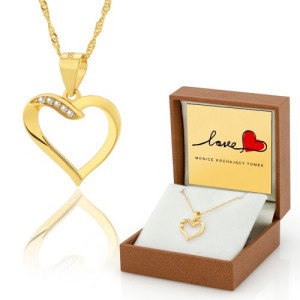 Naszyjnik pozłacany serce z cyrkoniami dla ukochanej - Żarliwe uczucie