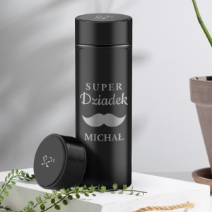 Kubek termiczny z termometrem dla dziadka - Super dziadek