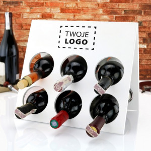 Stojak na wino drewniany z nadrukiem logo - Szlachetny szczep