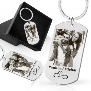 Nieśmiertelnik brelok z grawerem zdjęcia dla zakochanych - Forever