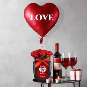 Flower box z balonem dla ukochanej - Romantyk