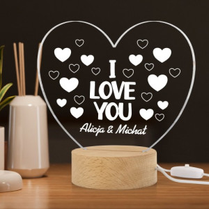 Lampka LED z nadrukiem na walentynki - I love you
