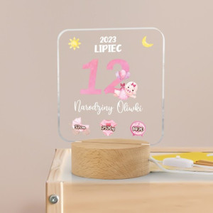 Lampka LED z nadrukiem dla dziecka - Metryczka