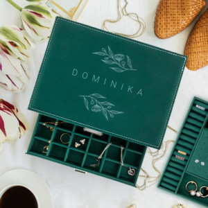 Szkatułka na biżuterię zielona z nadrukiem dla niej - Ruskus