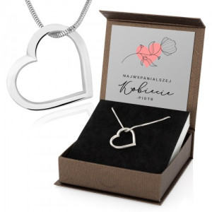 Naszyjnik srebrny damski (pr. 925) serce dla niej - Wspaniała kobieta